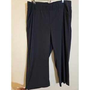 J Jill Fit Womens Large Stretch Cropped Black Snap Leg Lightweight Athletic Pant